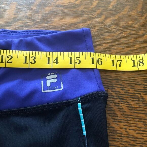 Fila Black Workout Leggings With Blue Band at Waist - Picture 13 of 16